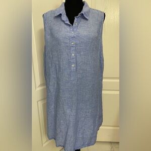 Tahari pure linen summer dress tunic XXL denim color
